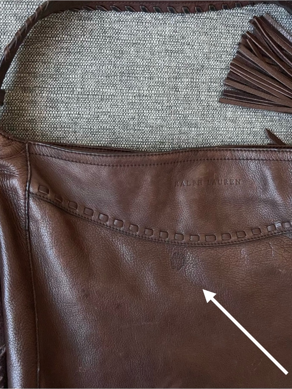Ralph Lauren Collection Leather Fringe Shoulder Hobo Bag Dark Chocolate Brown - Picture 12 of 16